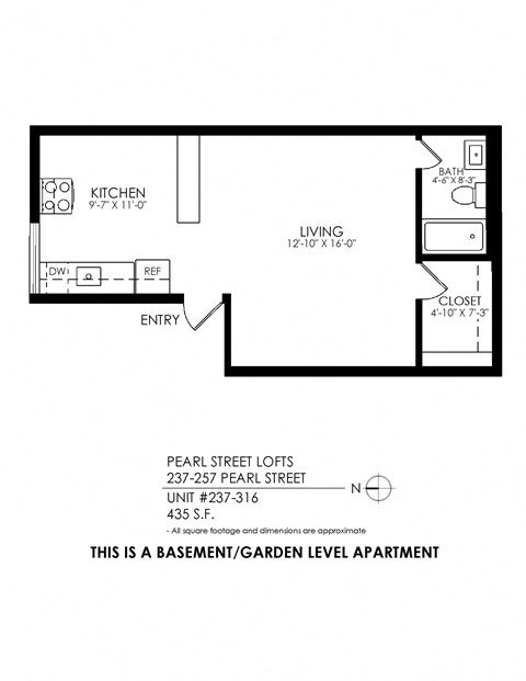 a floor plan of the lower level of the basement garden level apartment